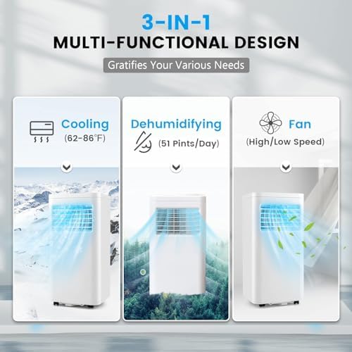 DORTALA 10000 BTU Portable AC with Dehumidifier and Fan