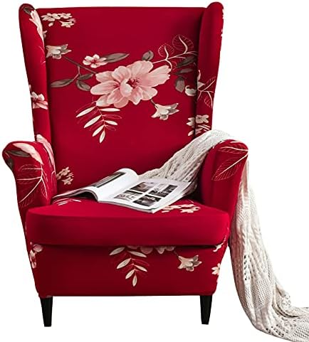 Stretch Wingback Chair Slipcover 2-Piece Design for Full Protection