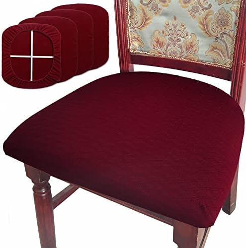 BUYUE Dining Chair Seat Covers Set of 4 Burgundy