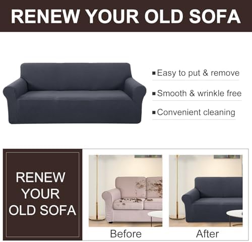 U-Nice Home Stretch Couch Cover Pet Friendly Dark Grey