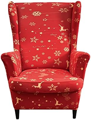 Wing Chair Slipcovers with Elastic Bottom and Stretch Spandex