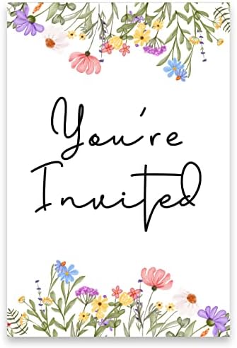 Wildflower Birthday Party Invitations Set of 20 with Envelopes