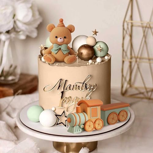 JeVenis Sage Green Bear Cake Decoration Set