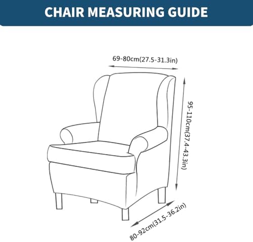 INFLAG 2 Piece Wing Chair Slipcover Navy Blue
