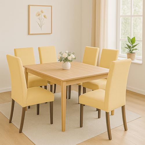 Aertiavty Dining Chair Covers Set of 6 Light Yellow