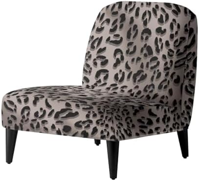 Grey Leopard Print Accent Chair Slipcover for Dining Room