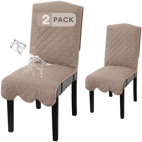 HVERSAILTEX Waterproof Dining Chair Covers Set of 2 Taupe