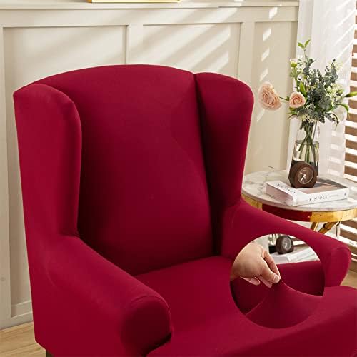Solid Color Wingback Chair Covers 2 Piece Purple