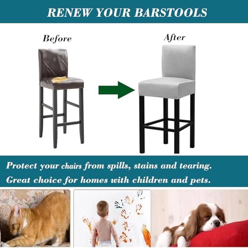 HFCNMY Stretch Velvet Bar Stool Covers 4 Pack