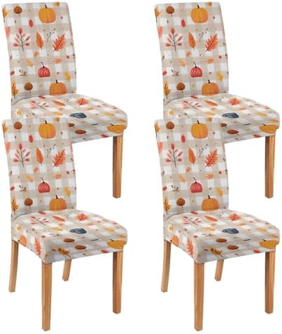 4 Pcs Fall Dining Chair Covers with Pattern
