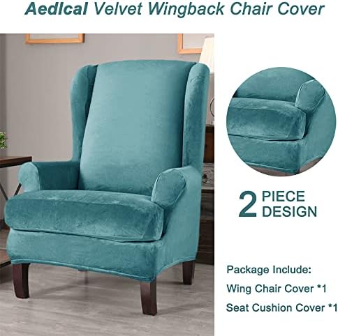 Aedlcal Stretch Velvet Wingback Chair Slipcover 2 Piece