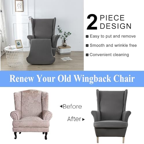 SHILINTONG Wingback Chair Slipcovers 2 Piece
