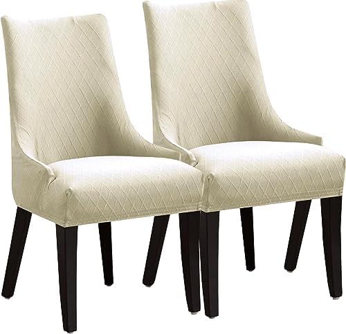 Wingback Chair Cover Set of 2 Stretch Jacquard Dining Chair Slipcovers