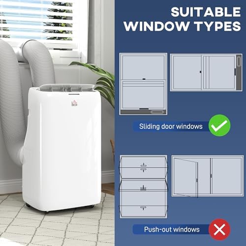 HOMCOM Dual Hose Portable AC Unit 14000 BTU with Cool Dehumidifier Fan