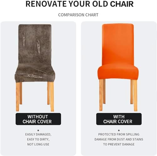 Deisy Dee Velvet Stretch Dining Chair Covers - 2 Pack Orange