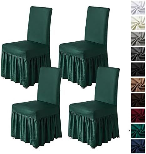 Molasofa Chair Covers Set of 4 Dark Green Stretch Slipcovers