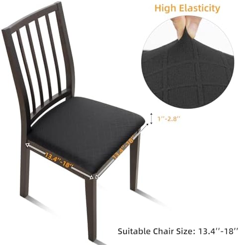 Waterproof Seat Cushion Covers 6PCS Black Stretch Jacquard