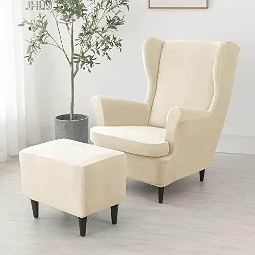 Zpeak Wingback Chair and Ottoman Slipcover Set