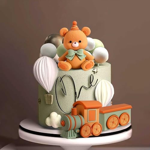 JeVenis Sage Green Bear Cake Decoration Set