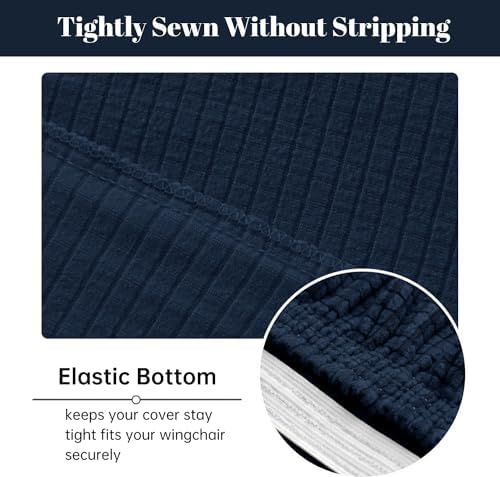 INFLAG 2 Piece Wing Chair Slipcover Navy Blue