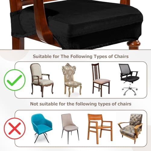 Havawish Dining Chair Seat Covers with Armrests Black