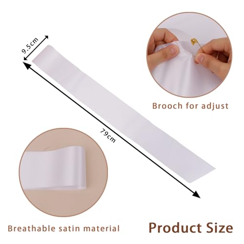 16Pcs White Sash Blank Sashes for Customization
