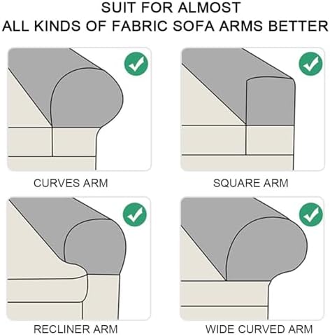 Stretch Armchair Slipcovers Plaid 2-Piece Anti-Slip Armrest Covers for Sofa