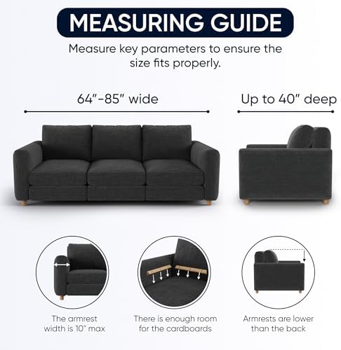 PAULATO BY GAICO Stretch Sofa Slipcover - Pet Friendly - 1-Piece Fit - Ash