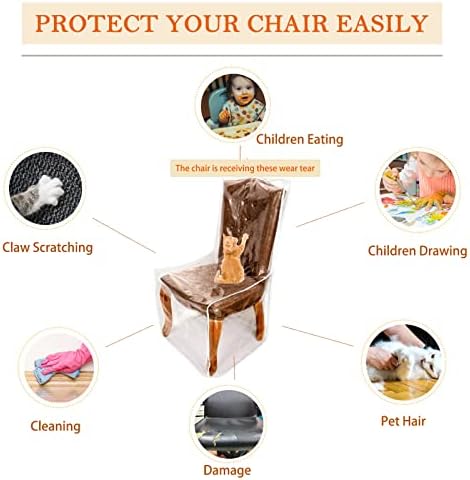 Clear PVC Dining Chair Covers with Backrests Set of 2