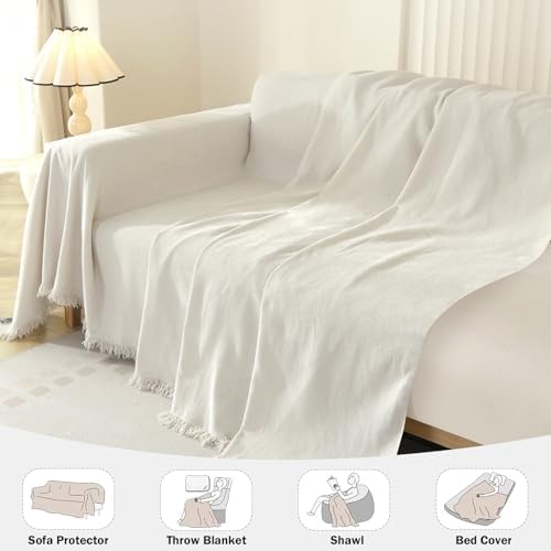 OstepDecor Sectional Couch Covers 2 Pieces Beige