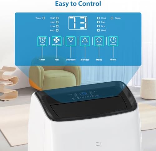 Acekool 14000 BTU Inverter Portable AC Unit with Heater and Remote Control