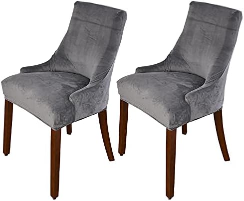 MIFXIN Velvet Wingback Chair Slipcover Set of 2 Dark Grey