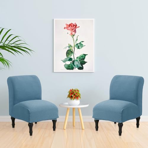 MIFXIN Armless Accent Chair Cover Jacquard Blue