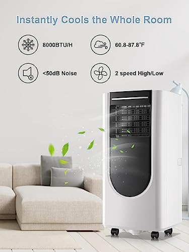 WANAI 8000BTU Portable AC Unit for 250sqft Room Cooling