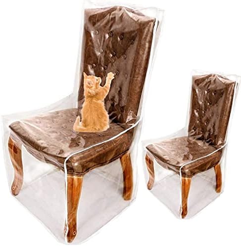 Clear PVC Dining Chair Covers with Backrests Set of 2