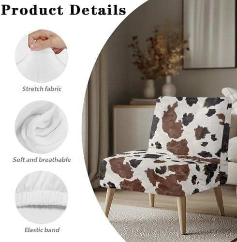 Thick Cow Print Armless Chair Slipcover for Home Decor