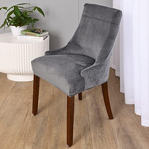 MIFXIN Velvet Wingback Chair Slipcover Set of 2 Dark Grey