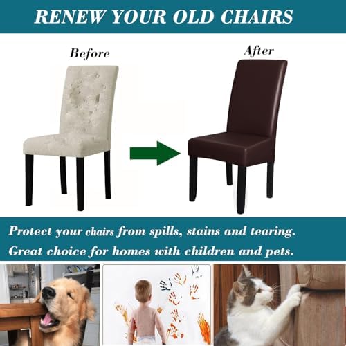 HFCNMY Waterproof Dining Chair Covers for Set of 4
