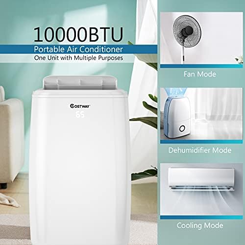 COSTWAY 10000 BTU Portable Air Conditioner with 3 Modes and Remote Control
