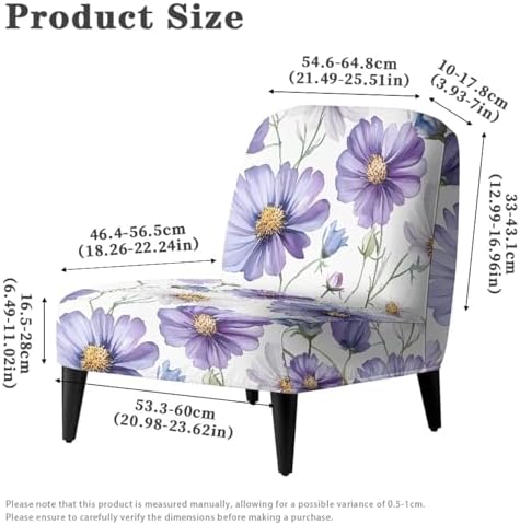 Purple Daisy Print Accent Chair Cover for Armless Chairs