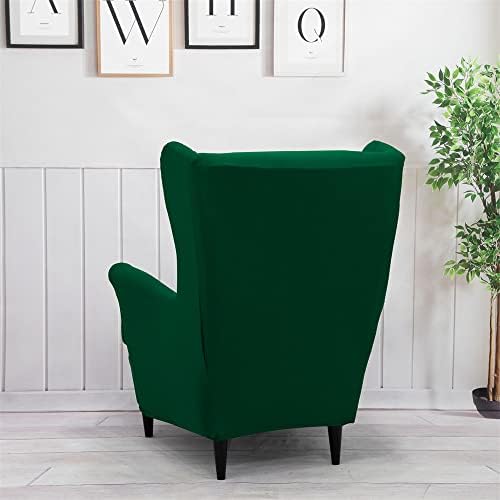 Hiseng Wingback Chair Covers 2 Piece Dark Green