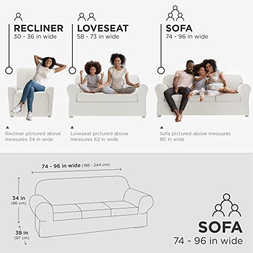 Zenna Home Simply Fit 4-Piece Steps Stretch sofa Slipcover Ecru