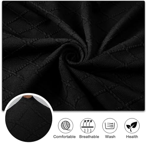 Lebaley Chair Covers for Dining Bench - Stretch Jacquard Removable Washable Black