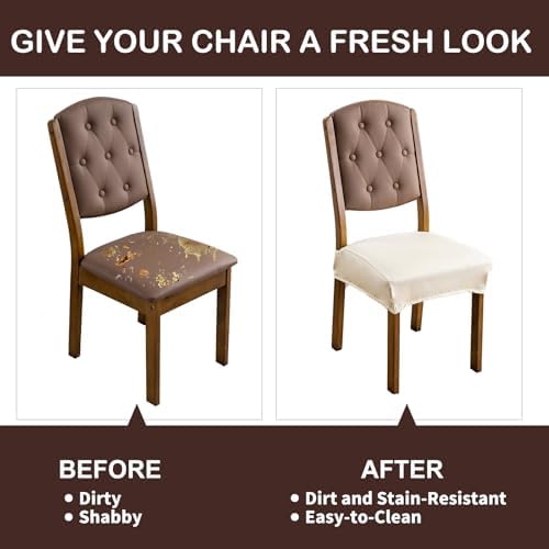 YUEANG Waterproof Dining Chair Seat Covers Set of 4 Beige