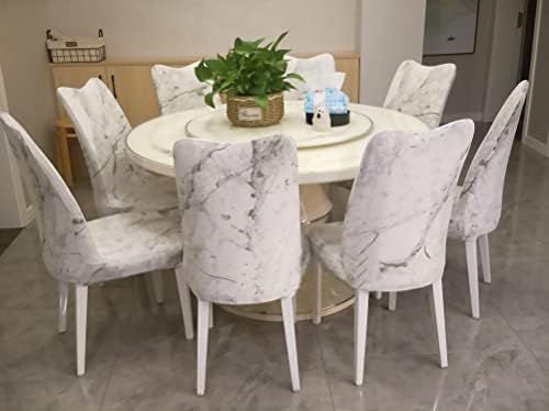 Marble Pattern Dining Chair Covers Set of 4 Stretch Slipcovers