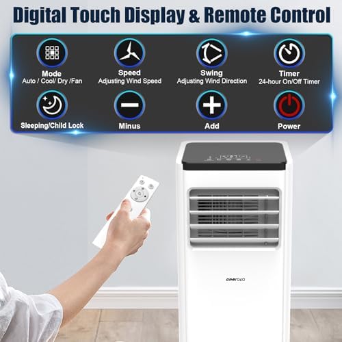 RIMKOLO 10000 BTU Portable Air Conditioner with 5 Modes and Remote Control