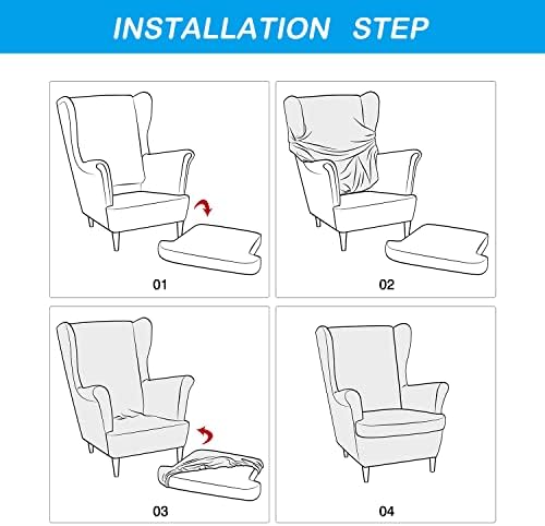 OBCREAT Wingback Chair Covers 2 Piece Stretch Velvet Slipcover for Armchair