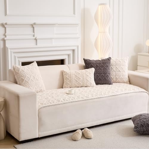 Plush Sofa Cover for Pets Cats Dogs 35x82 White