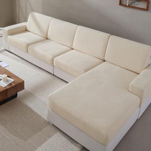 Qianmew 2 Seater 1 Chaise Sofa Cushion Covers Ivory