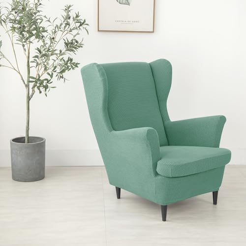 Stretch Wingback Chair Slipcover Set Universal with Elastic Bottom